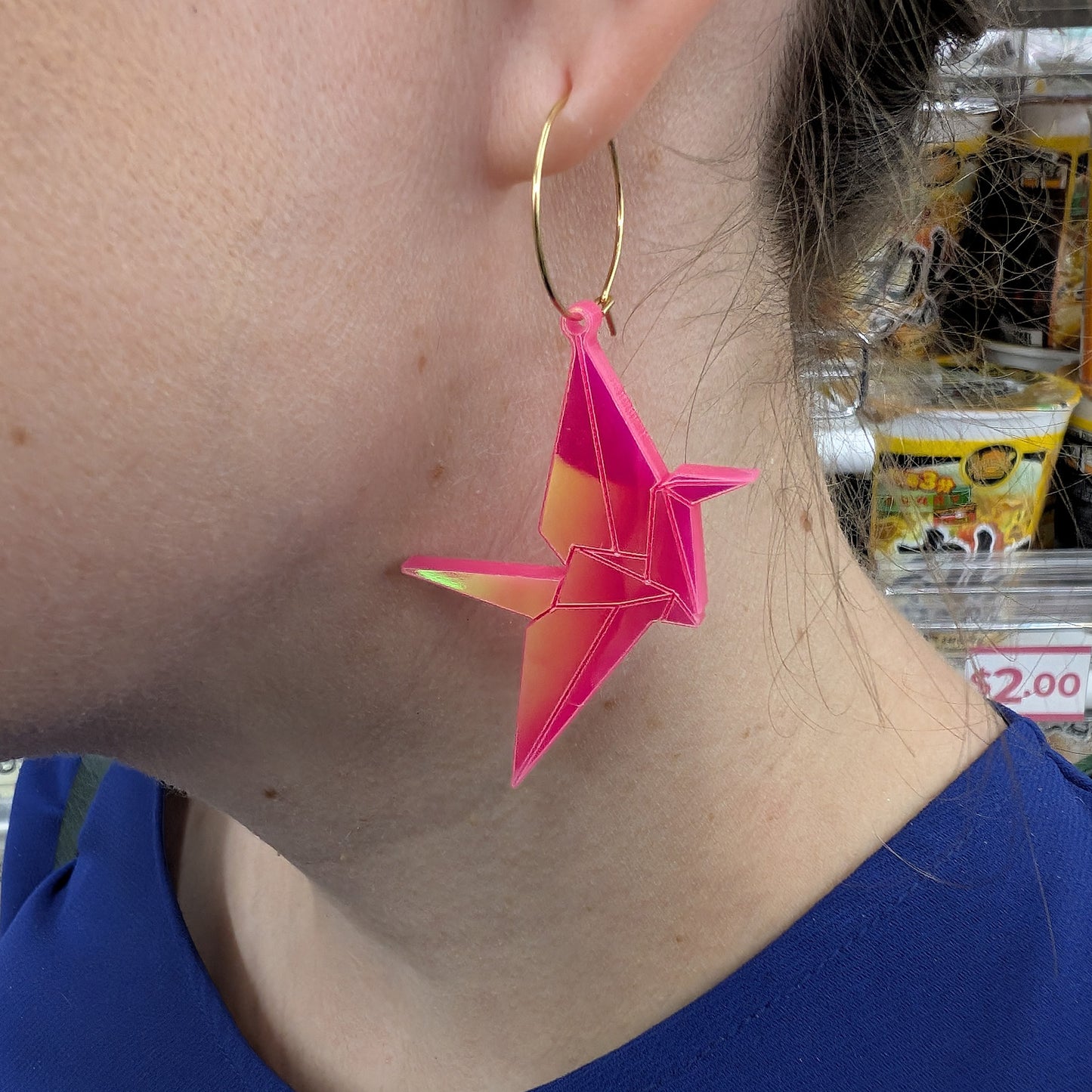 Paper Crane Holographic Acrylic Earrings