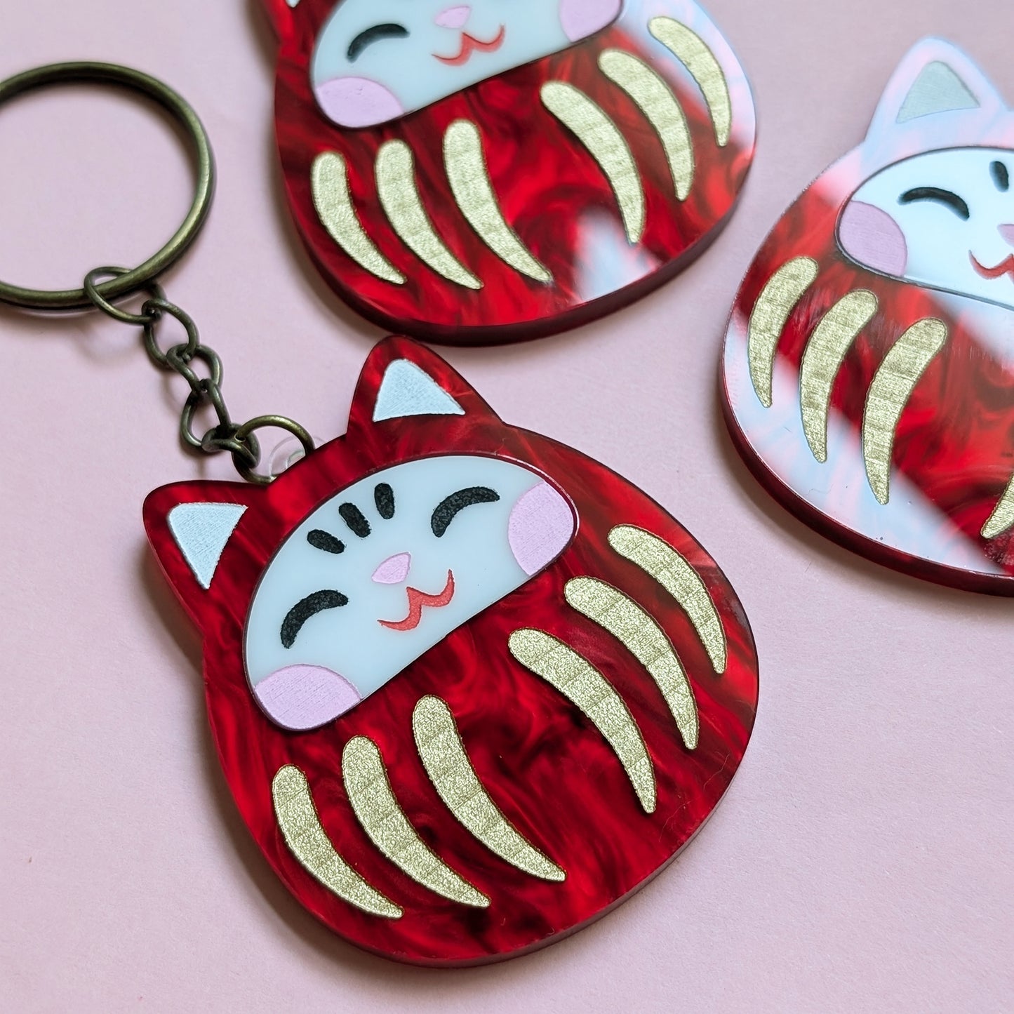 Daruma Cat Keychain