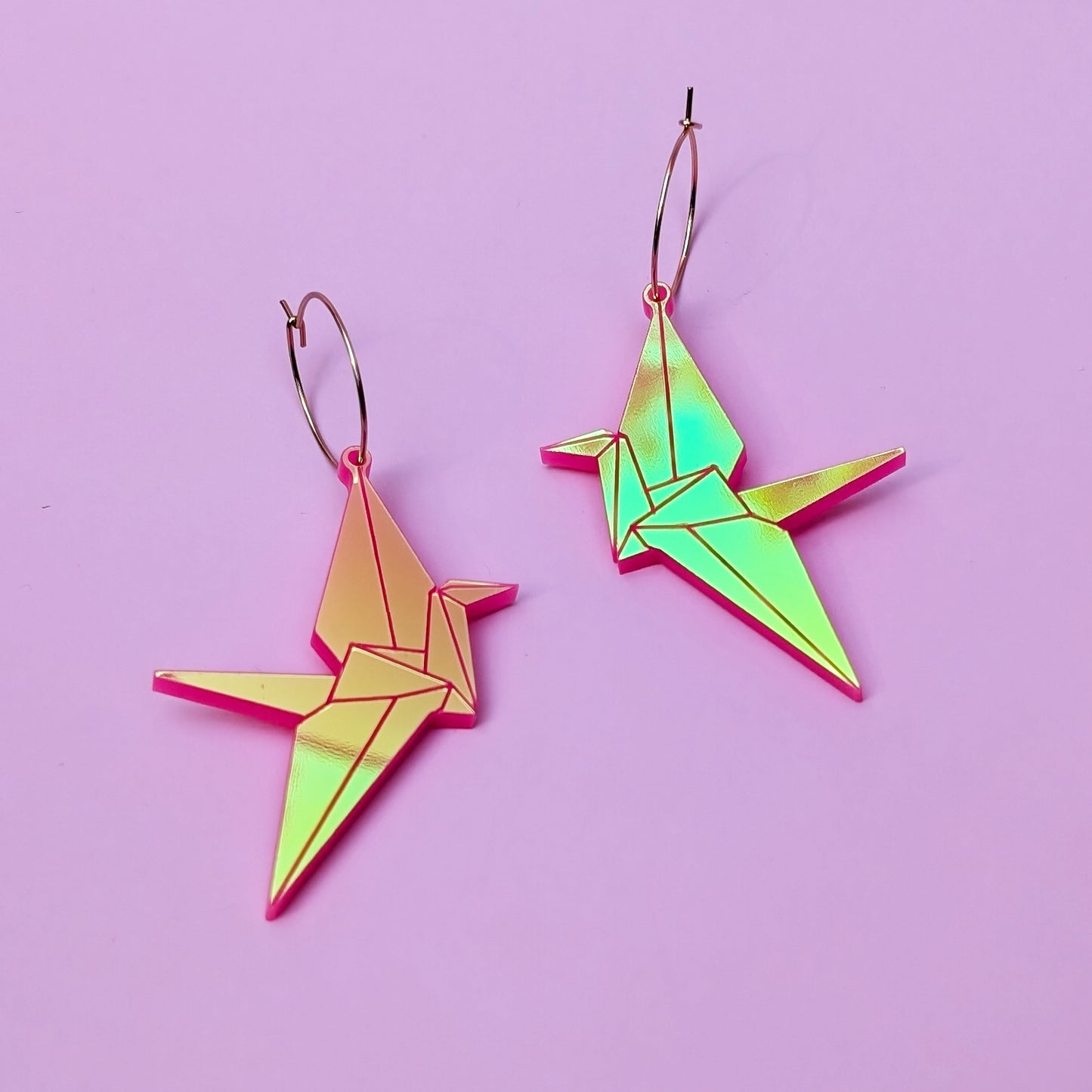 Paper Crane Holographic Acrylic Earrings