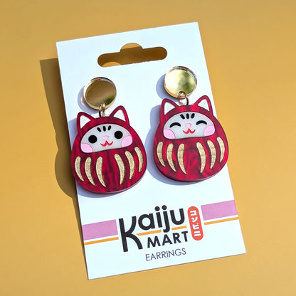 Daruma Cat Earrings